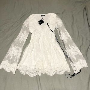 White Lace Sleeve Playsuit